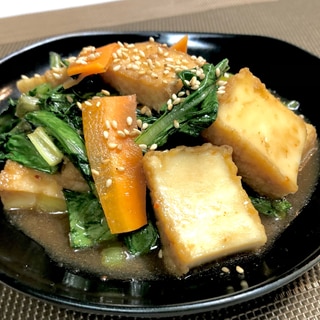 焼肉のタレで簡単❤️小松菜と厚揚げの炒め物